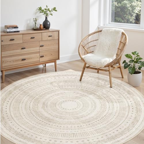cotiled 6x6 Round Rug 6ft Circle Living Room Boho Area Rugs by COTILED