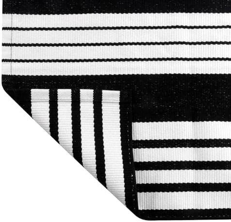 OJIA Black and White Outdoor Rug 4'x6' Washable Patio Rug Porch Camping Rug - Image 5