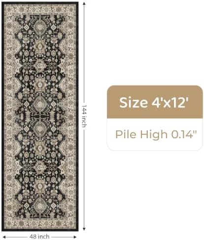 Washable Hallway Runner Rug 4x12: Non Slip Runner Rugs with Rubber Backing - Image 2