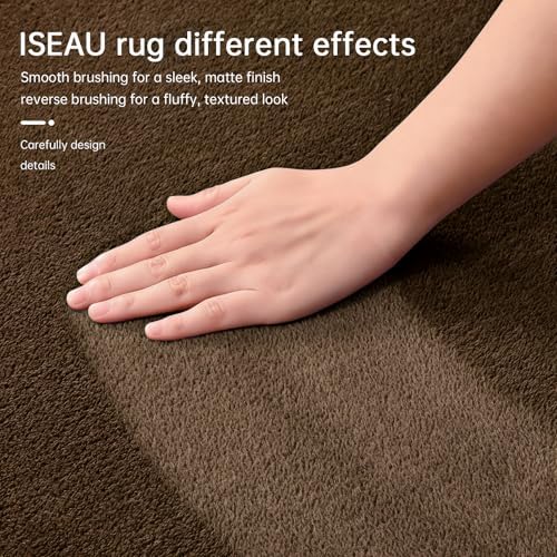 ISEAU Oval Bedroom Rug 2.6x5 Non-Slip Washable Runner Rug for Hallway Brown - Image 2