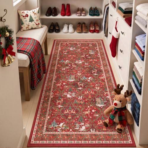 Christmas Runner Rug 3x6, Washable Rugs for Living Room (3'x6', Red) - Image 4