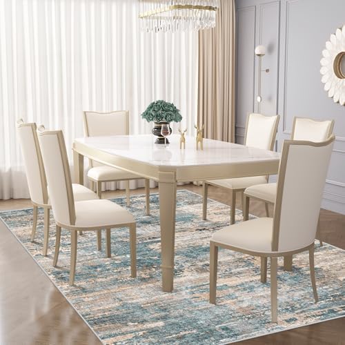 XLUEZ 5x7 Area Rugs for Living Room, Washable Modern Abstract Large Area Rug Neutral Soft Non Slip Kids Rug Stain Resistant Indoor Carpet for Bedroom Nursery Dining Room Playroom(GreenBrown, 5'x7') - Image 5