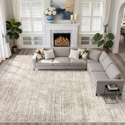 LOONGRUG 10x14 Area Rugs Washable Neutral Modern Rug for Living Room Brown by LOONGRUG