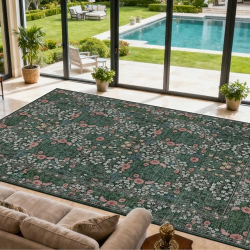 Area Rug for Living Room 10x12 Washable Soft Carpet (Green) by Unknown