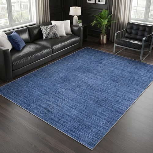 Valenrug Washable Rugs 5x7, Non Slip Large Area Rugs for Living Room, Navy by Valenrug