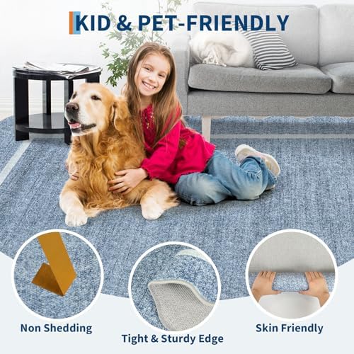 GarveeHome Scalloped Washable Rug 4x6,Non-Slip Entryway Rug, Blue - Image 6