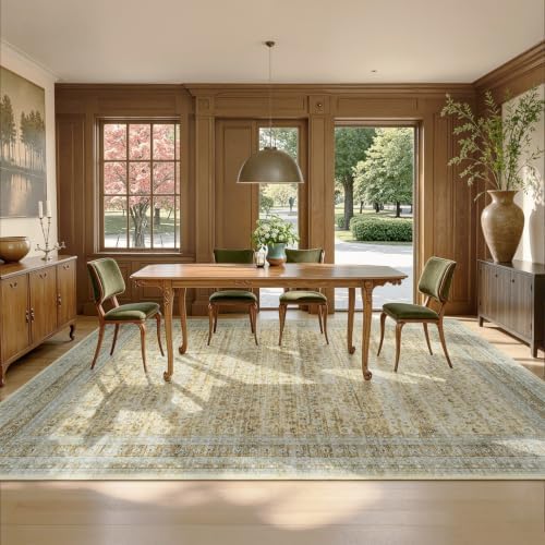 5x7 Washable Area Rugs for Living Room Bedroom, Vintage Rug Beige - Image 4