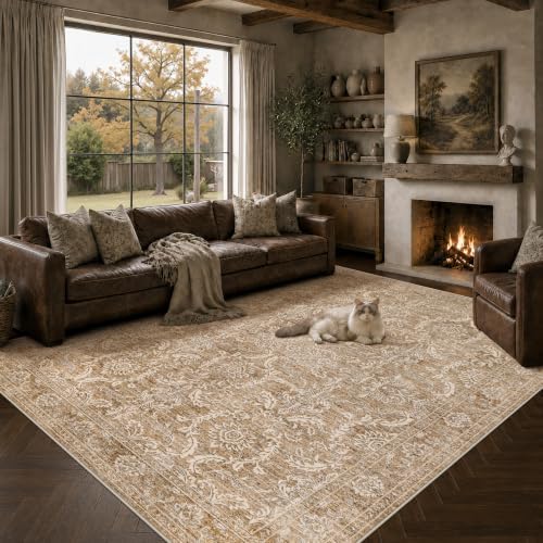 5x7 Area Rugs Living Room: Washable Vintage Floral Rug for Bedroom by Unknown