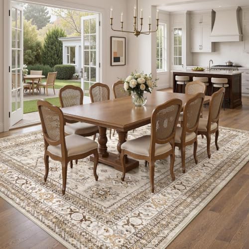 cotiled 12x15 Area Rug for Living Room, Washable, Traditional, Beige - Image 6