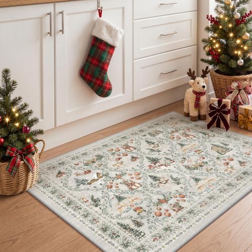 Christmas Area Rug 2x3, Washable Rugs for Entrance (2'x3', Grey) - Image 5
