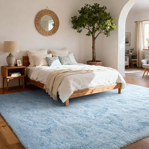 9x12 Ft Extra Large Shag Rugs for Living Room, Ultra Soft Fluffy Furry Area Rugs for Bedroom Indoor Floor, Aesthetic Carpet for Kids Home Decor (Light Blue) - Image 2