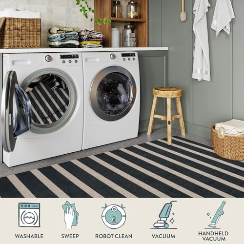 Lahome Striped Easy Jute 3x5 Outdoor Patio Rug, Washable Rugs for Porch - Image 4