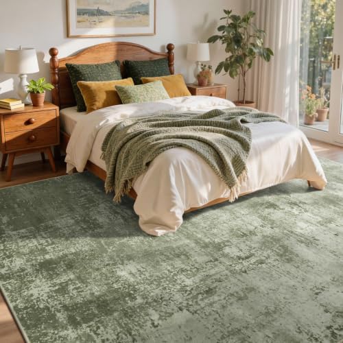 6x9 Ft Abstract Washable Area Rugs for Living Room Green - Image 4