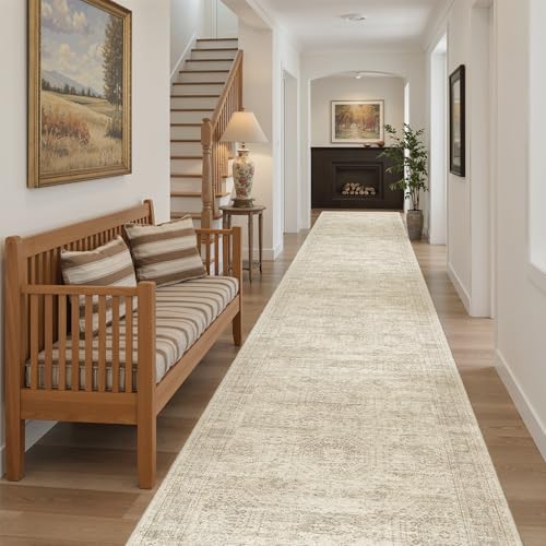 Soalmost Washable 3x16 Hallway Runner Rug Non-Slip Kitchen Entry Rugs Beige - Image 4