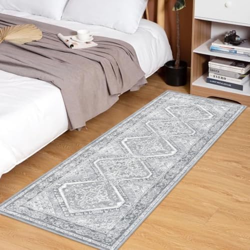 KUTA Oriental Washable Runner Rug 2x5 Runners Grey 5ft Kitchen Rugs - Image 3