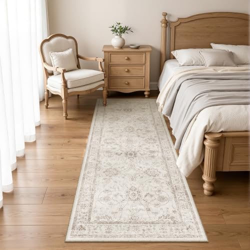 Madane Runner Rug 3x8 for Hallway, Kitchen Non-Slip Runner Rug Brown/Ivory - Image 4