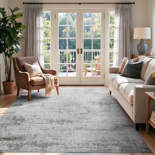 4x6 Ft Abstract Washable Area Rugs for Living Room Grey by Cuzwlovita