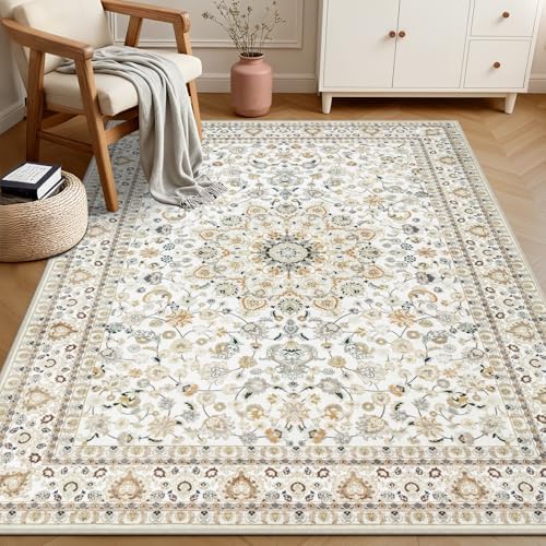 3x5 Area Rugs Living Room: Washable Vintage Rug for Bedroom Beige - Image 4