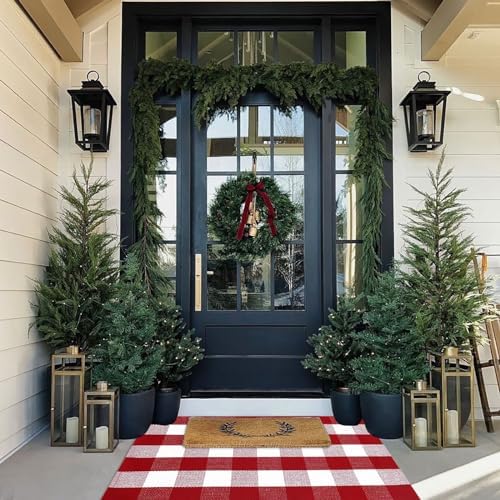 Christmas Plaid Outdoor Rug, 2'4" x 3'7" Red&White Check Indoor/Outdoor Area Rug, Layering Rug for Hello/Welcome Door Mat, Machine Washable Cotton Woven Rug for Farmhouse Front Porch,Entryway - Image 7
