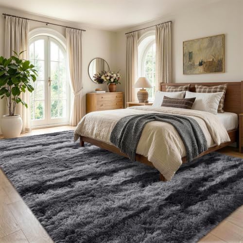 4x6 Black Fluffy Soft Area Rug Non-Slip for Bedroom Living Room Playroom - Image 3