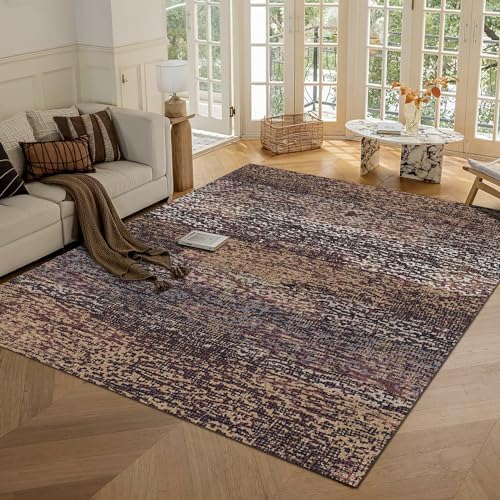 RUGSURE Washable Area Rug - 1/6 Thick - Stain & Water Resistant Non-Slip - Resistant Rug for Living Room, Bedroom, Nursery, Pet & Child Friendly, Vintage Charm Area Rugs (Rust, 9' x 12') by RUGSURE
