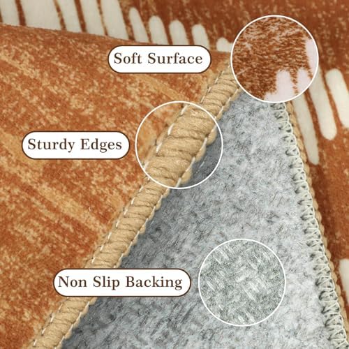 Boho Washable Area Rugs 9x12ft for Living Room, Large Soft Bedroom Rug Non Slip, Low Pile Brown Moroccan Floor Carpets for Dining Room Nursery Playroom Home Office - Image 5