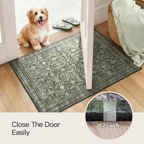 2x4 Area Rugs for Livingroom Entryway Bathroom, Washable Kitchen Mats,Green - Image 5
