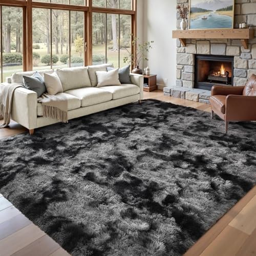 7x10 Area Rugs for Living Room, Large Fluffy Shag Bedroom Rugs Non-Slip, Ultra Soft Plush Carpet for Nursery Kids PlayRoom Dorm Office Indoor Modern Carpets(Dark Grey) by Lo%CC%80utiRootHome