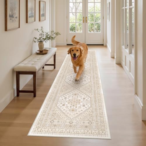 zesthome 2x8 Runner Rug Non Slip,Washable Hallway Runner Rug,Beige - Image 4