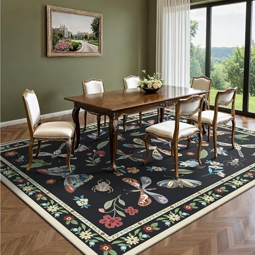 Rugs for Living Room, Insect 6x9 Washable Rug Non Slip with Rubber Back, Ultra Soft Large Area Rug for Bedroom, Dining Room, Nursery(Dark Black Butterfly) - Image 4