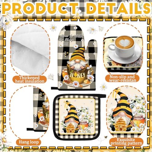 Fourluoo 10 Pcs Bee Daisy Kitchen Decor Set - Image 5