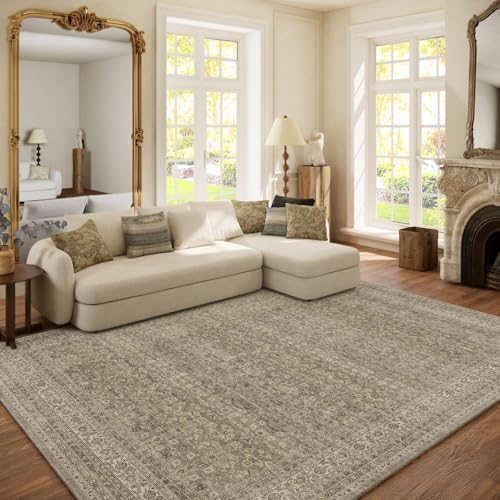 Washable Area Rugs for Living Room: 6x9 Bedroom Area Rug Boho Vintage Rugs Stain Resistant Non Slip Low Pile Soft Lightweight Carpet for Kitchen Dining Room Farmhouse Nursery Kids Room by palohom