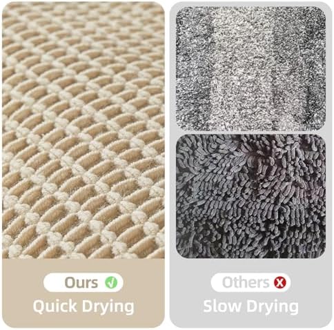 TYUU Waffle Runner Rug Bathroom, Long Boho Bath Mat, 72x24 Pale Beige - Image 6