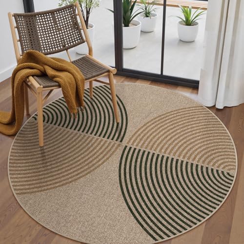 Lahome Modern Rainbow Round Rug, 6ft Round Outdoor Easy Jute Rug by Lahome