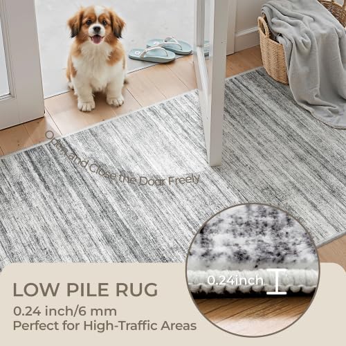 2x6 Runner Rug Non Slip,Washable Hallway Runner Rug,Grey - Image 6