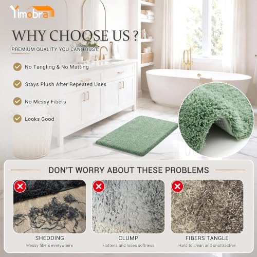 Yimobra Bathroom Runner Rug Non Slip Washable 70x24, Bath Mat, Light Green - Image 3