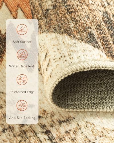 BESTSWEETIE 6'x8' Washable Area Rug for Living Room Bedroom Cream/Camel - Image 3