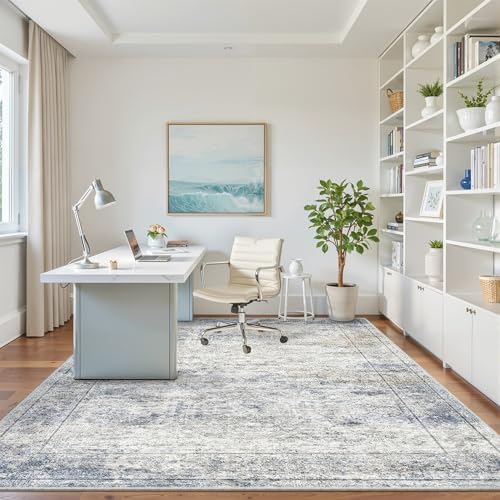 5x7 Area Rugs for Living Room,Large Washable Rug,Blue - Image 4