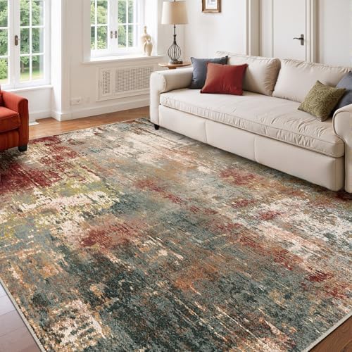 RELEANY Washable 7'x9' Abstract Area Rug for Living Room Rustic Brown - Image 2