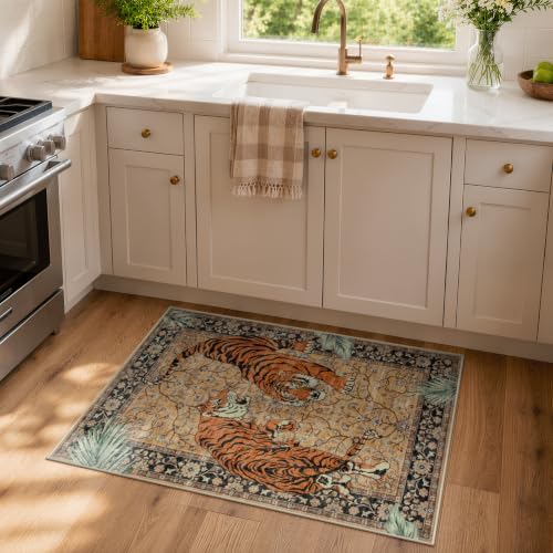 Moynesa 2x3 Boho Tiger Front Door Mat, Washable Non Slip Rug for Entryway - Image 6