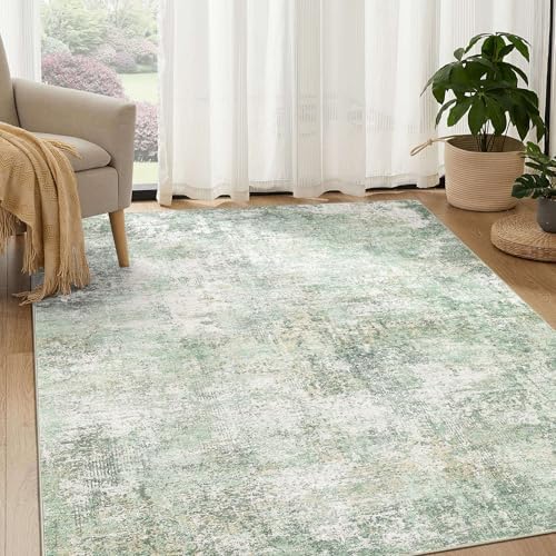 DMOYEST Area Rug Living Room Rugs - 5x7 Large Soft Indoor Neutral Modern Abstract Low Pile Washable Rug Carpet for Bedroom Dining Room Farmhouse Home Office - Green Grey by DMOYEST