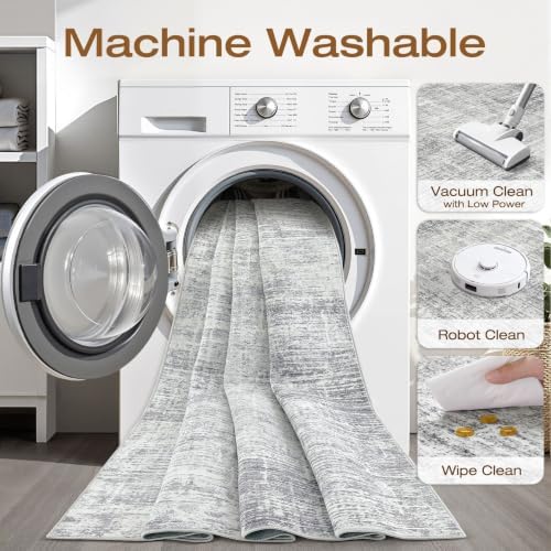 LOONGRUG 10x13 Area Rug Washable Neutral Modern Rug for Living Room Grey - Image 2