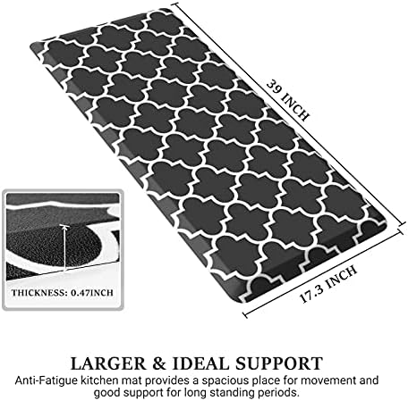 WISELIFE Kitchen Mats and Rugs Cushioned Anti-Fatigue, 17.3"x 39", Black - Image 2