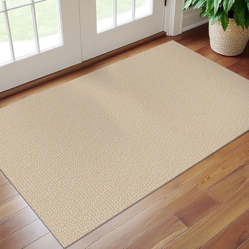 EARTHALL Washable Entryway Rug, Non Slip, 3x5 Ft, Golden Beige/White - Image 6