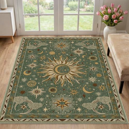 Vacuum-Friendly, 3x5 Washable Area Rug, Green Brown - Image 2