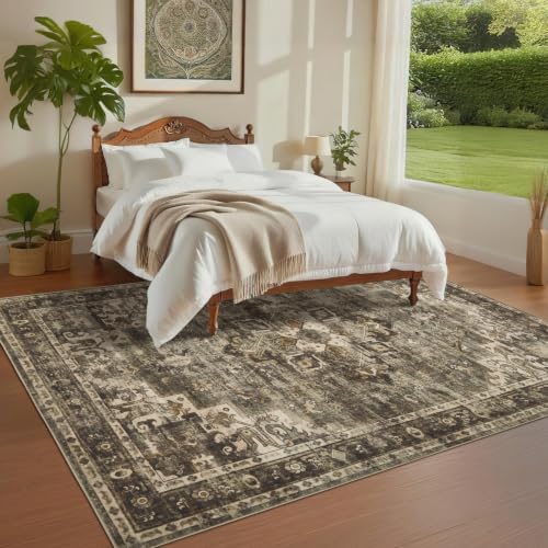 GarveeHome 8x10 Area Rugs for Living Room Vintage Washable Rug Olive Green - Image 2