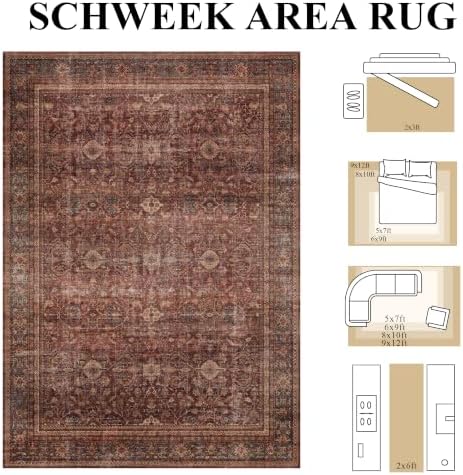 Schweek 2x3 Entryway Rug Washable Non Slip Area Rug Soft Door Mat Brick Red - Image 2