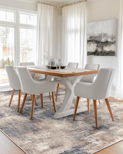 6x9 Area Rug Living Room, Modern Abstract Washable Indoor Carpet Brown - Image 2