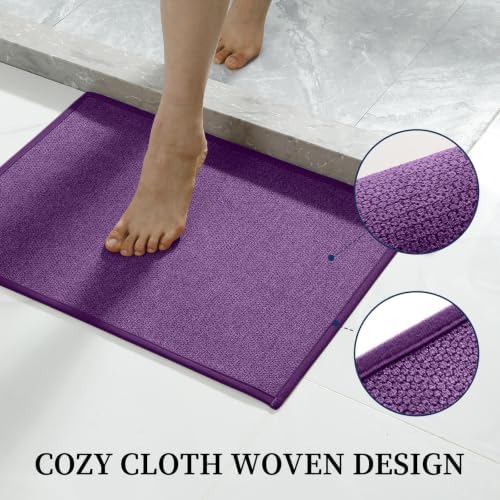 YIHOUSE Purple Bathroom Rugs Sets 2 Piece, Quick Dry Thin Bath Mat with Toilet Rug, Non Slip Absorbent Machine Washable, Bath Rugs for Tub Sink Home Decor (17"x24" + 17.5"x24" U-Shaped) - Image 3
