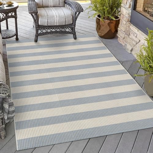 OJIA Washable Area Rug 4'x6', Striped Indoor Outdoor Rugs Patio Camping Rug by OJIA